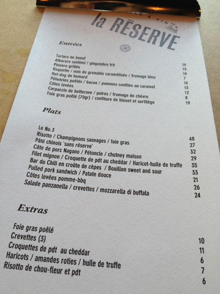 LA RÉSERVE TABLE & VIN