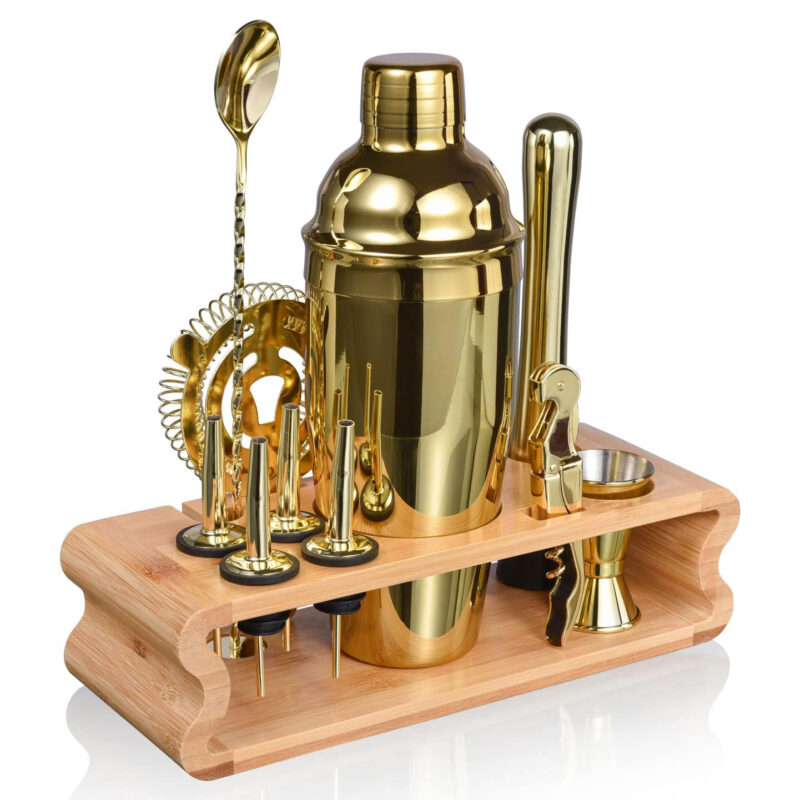 Esmula 12 Piece Bartender Kit with Bamboo Stand