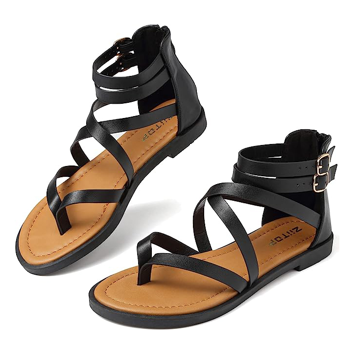 Summer-Gladiator-Sandals-Flat-Ankle-Strap-amazon