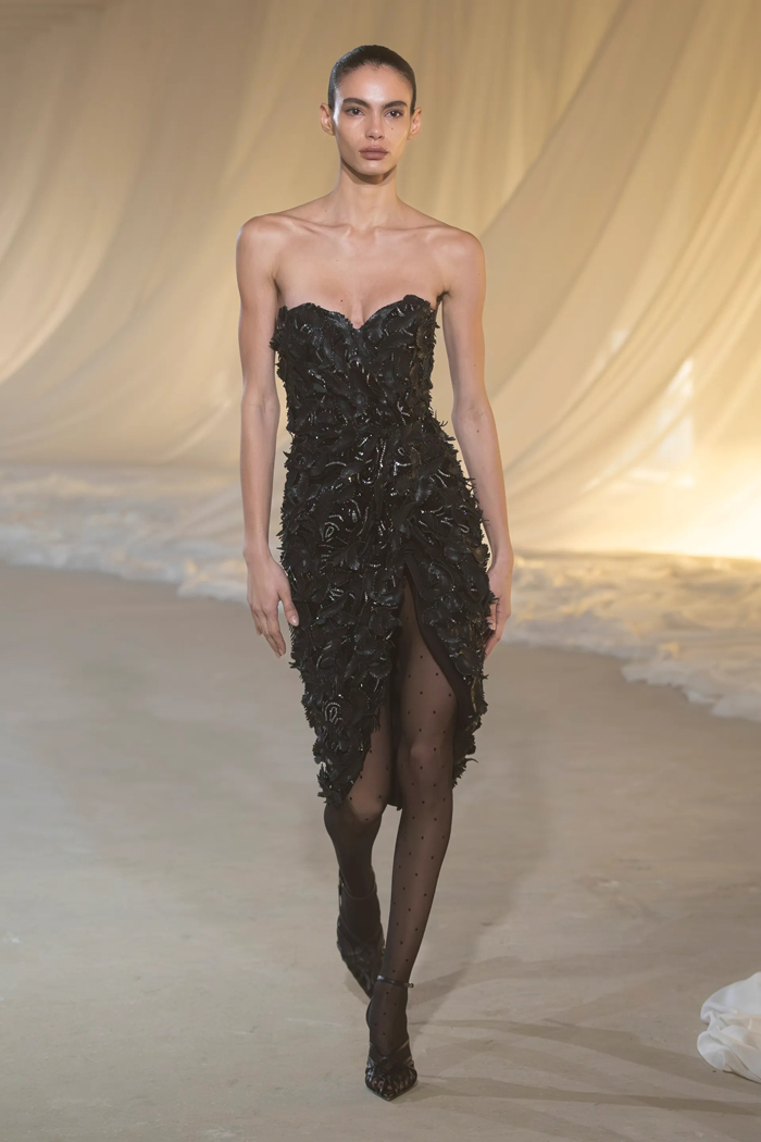 Balmain Fall 2026 sheer polka dot tights styling 